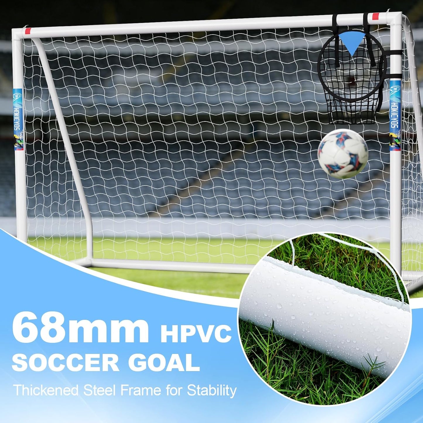 Soccer Goal for Backyard 10×6.5, 8×6 and 6×4 FT Soccer Goals Weatherproof and Portable HPVC Soccer Goal with Soccer Target Net and Carry Bag for Kids and Adults Outdoor'S Practice Training
