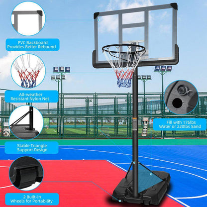 6.6 Ft. to 10 Ft. H Youth System Hoop Adjustment Portable Basketball Hoop Basketball System with Wheels