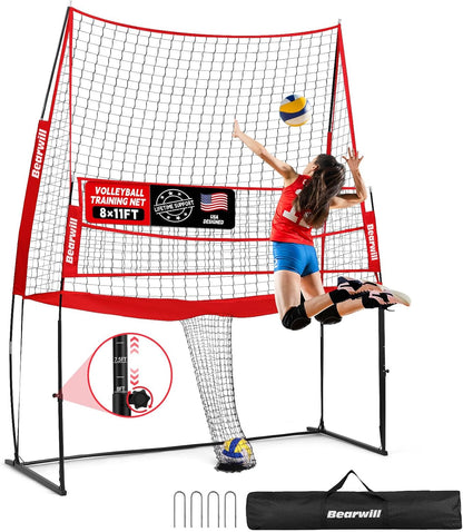 Volleyball Training Equipment, Volleyball Practice Net System Update Freely Adjustable, Portable Volleyball Net for Backyard Indoor Outdoor Hitting Serving Passing Practice
