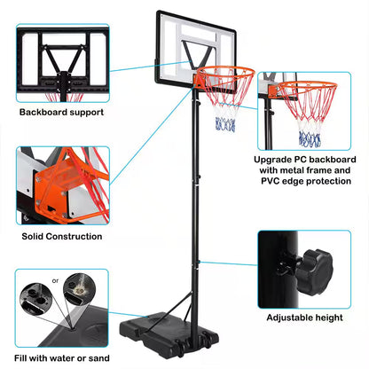 7 Ft. to 10 Ft. H Adjustment Portable Basketball Hoop Basketball System for Adults and Teenagers YJ