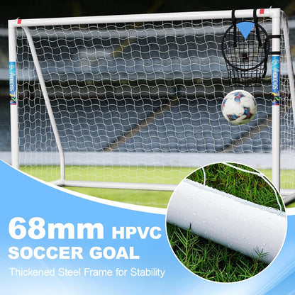 Soccer Goal for Backyard 10×6.5, 8×6 and 6×4 FT Soccer Goals Weatherproof and Portable HPVC Soccer Goal with Soccer Target Net and Carry Bag for Kids and Adults Outdoor'S Practice Training