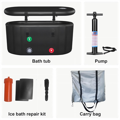 XXL Cold Plunge Tub for Athletes, Compatible with Water Chillers, 195 Gallon Inflatable Cold Plunge with Insulated Lid, Portable Ice Plunge Bathtub for Adult, Ice Tub Outdoor for Cold Water Therapy(C)
