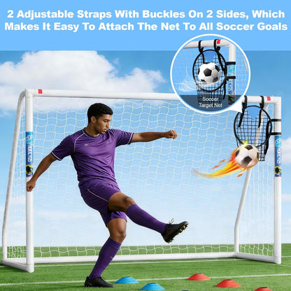 Soccer Goal for Backyard 10×6.5, 8×6 and 6×4 FT Soccer Goals Weatherproof and Portable HPVC Soccer Goal with Soccer Target Net and Carry Bag for Kids and Adults Outdoor'S Practice Training