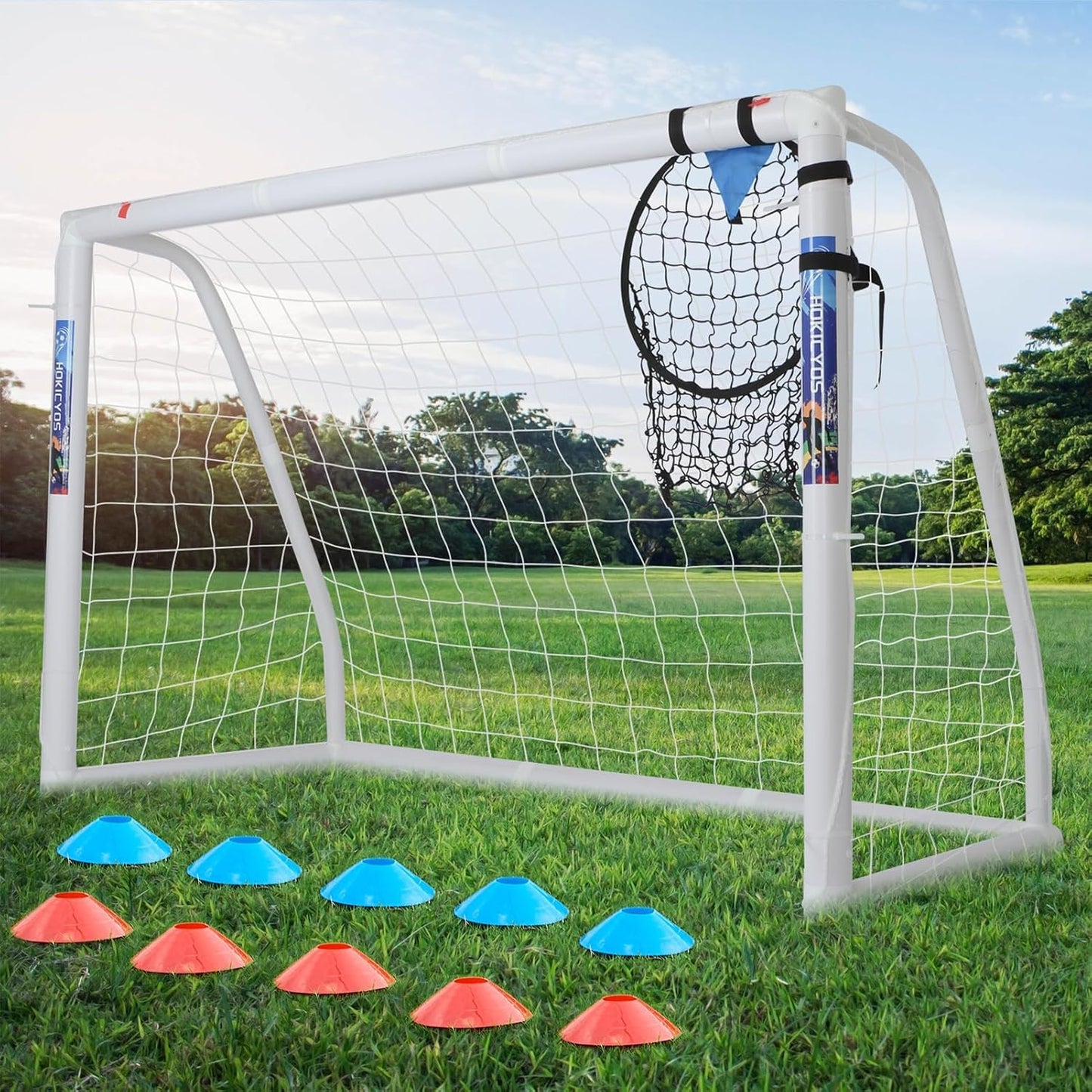 Soccer Goal for Backyard 10×6.5, 8×6 and 6×4 FT Soccer Goals Weatherproof and Portable HPVC Soccer Goal with Soccer Target Net and Carry Bag for Kids and Adults Outdoor'S Practice Training