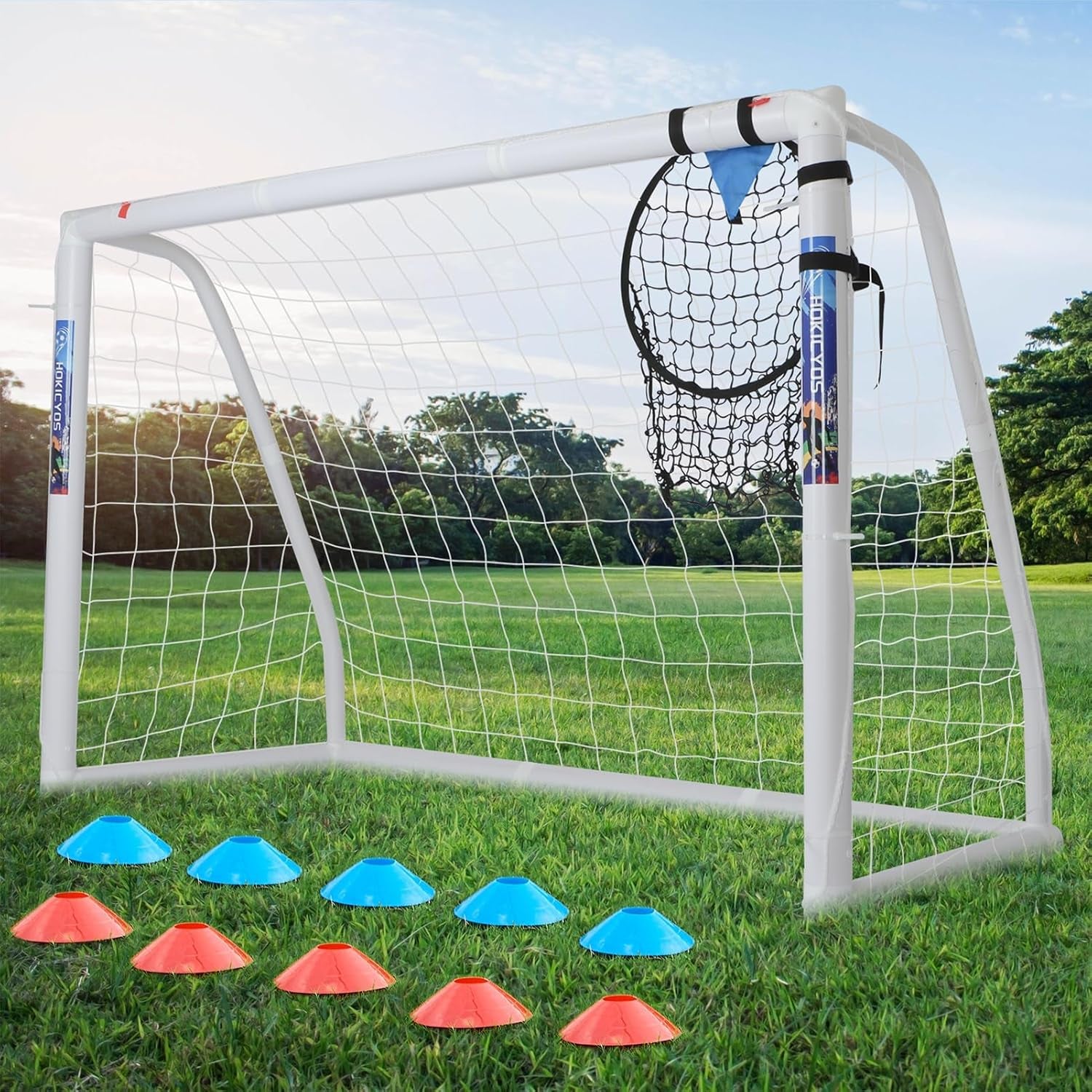 Soccer Goal for Backyard 10×6.5, 8×6 and 6×4 FT Soccer Goals Weatherproof and Portable HPVC Soccer Goal with Soccer Target Net and Carry Bag for Kids and Adults Outdoor'S Practice Training