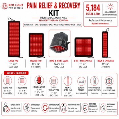 Red Light Pro Devices Pain Relief & Recovery Support Kit – 5 Powerful Devices 5,184 Total LEDs