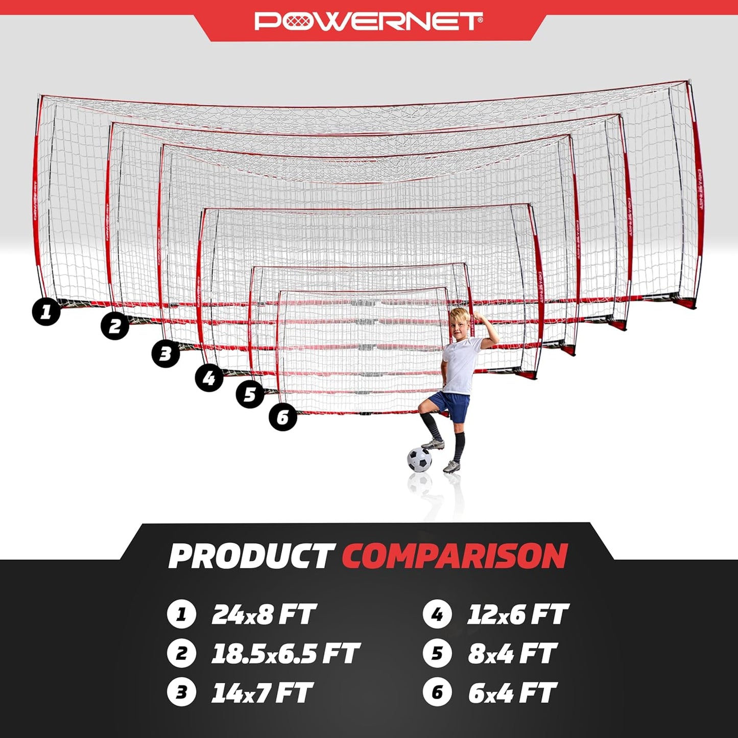 Soccer Goal for Backyard, 3Mx2M / 6X4 / 8X4 / 12X6 / 14X7 /18.5X6.5 / 21X7 / 24 X 8 Portable Soccer Net, Sports & Outdoors Training Equipment, Quick Setup 1 Goal & Zipper Storage Bag