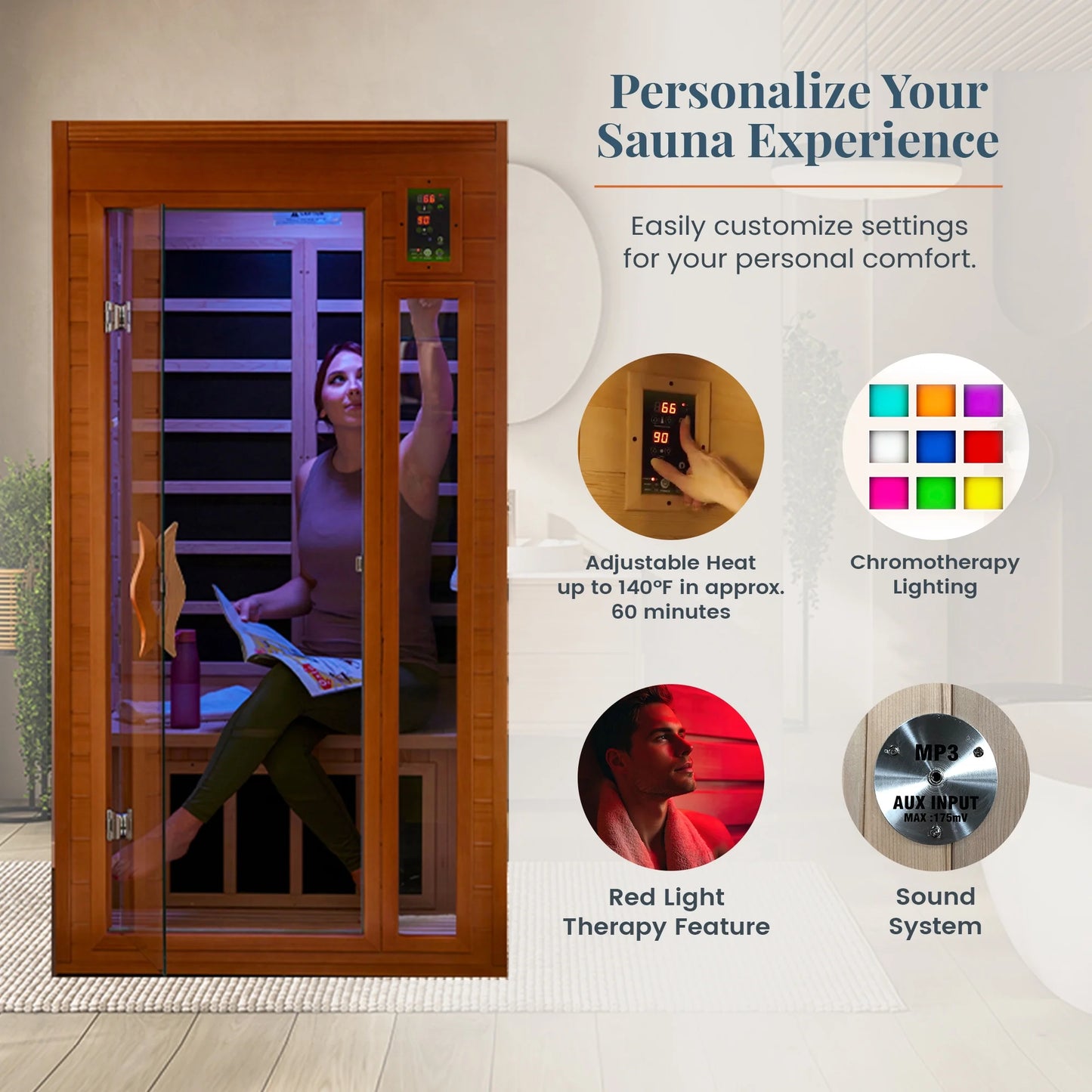 Barcelona 1 to 2 Person Low EMF FAR Infrared Home Sauna