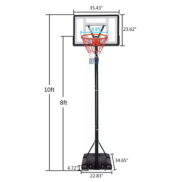 7 Ft. to 10 Ft. H Adjustment Portable Basketball Hoop Basketball System for Adults and Teenagers YJ