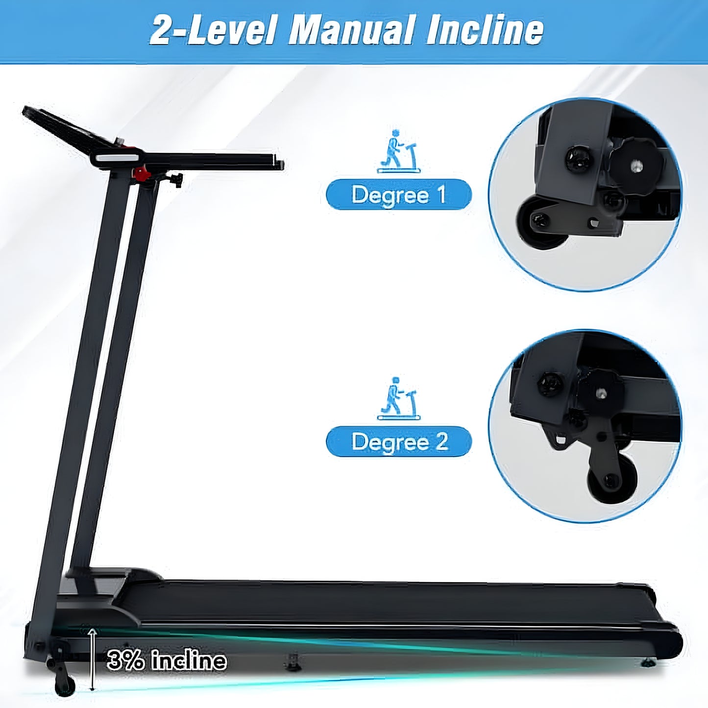 Folding Treadmills Walking Pad for Home Office, 2.5HP Treadmill with Incline Bluetooth Speaker 7.5MPH 265LBS Capacity Treadmill for Running